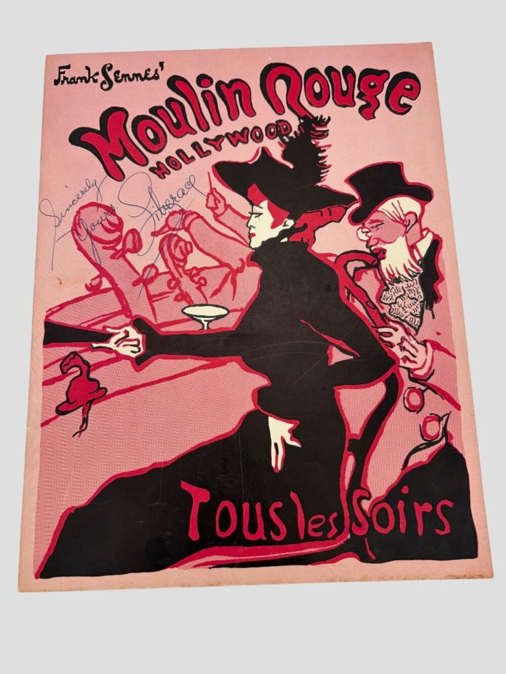 1957 Frank Sennes Moulin Rouge Hollywood Program Signed Liberace Autograph Photo